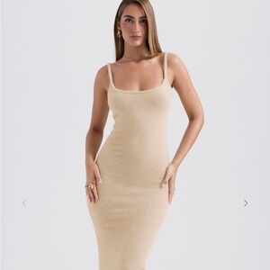 House of CB Beige Soft Fluffy Knit Maxi Dress